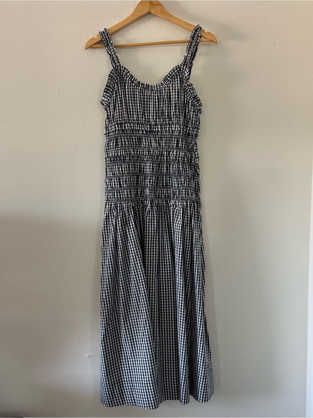 Caroline Constas S Gingham Smocked Maxi Dress Cottagecore Milkmaid Peasant